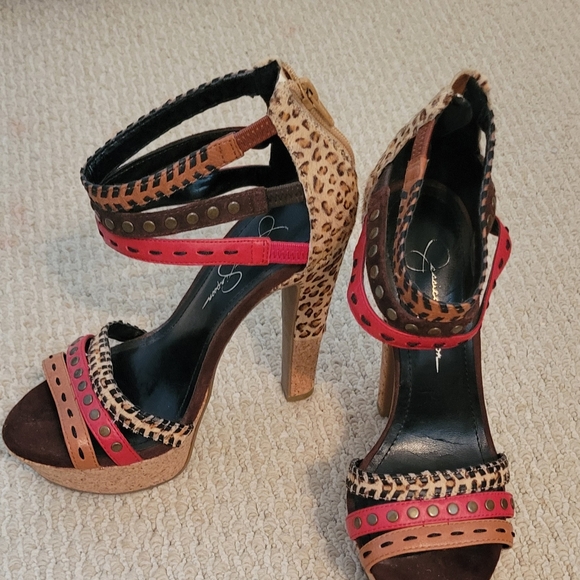 Jessica Simpson Platform Heels Size 7.5 leather upper and cork heel. - Picture 10 of 10